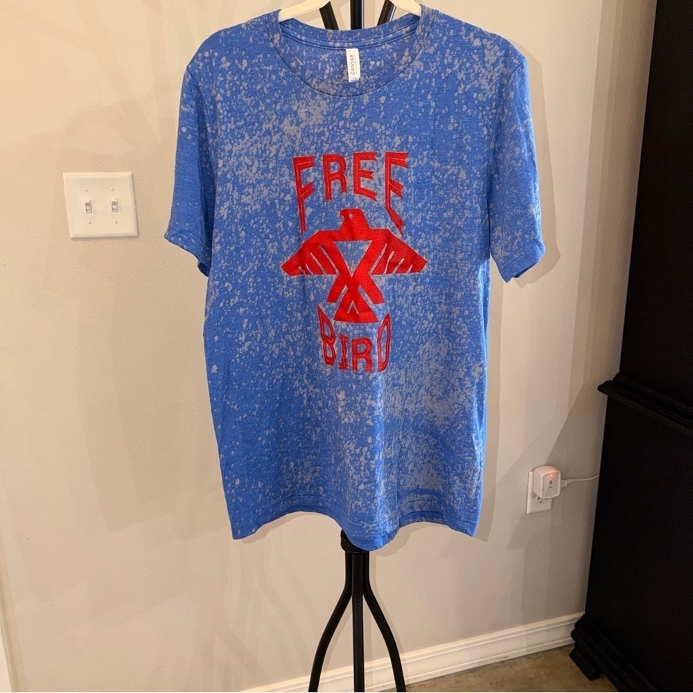 Free Bird Thunderbird Graphic Tee Western Boho Acid Wash Shirt L